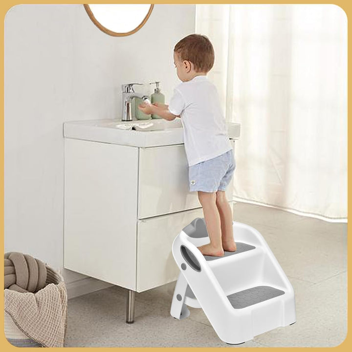 Tritthocker Kinder 2 Stufen, Klappbar Hocker Kinder, Anti-Kipp Trittschemel für 1-3 Jahren Baby Kind