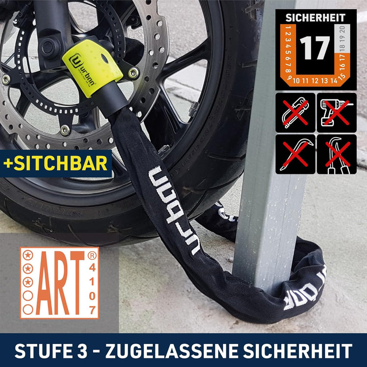 Urban Security 10K120 Motorradschloss Kettenschloss Motorrad Escooter Roller Schloss Motorrad Schlos