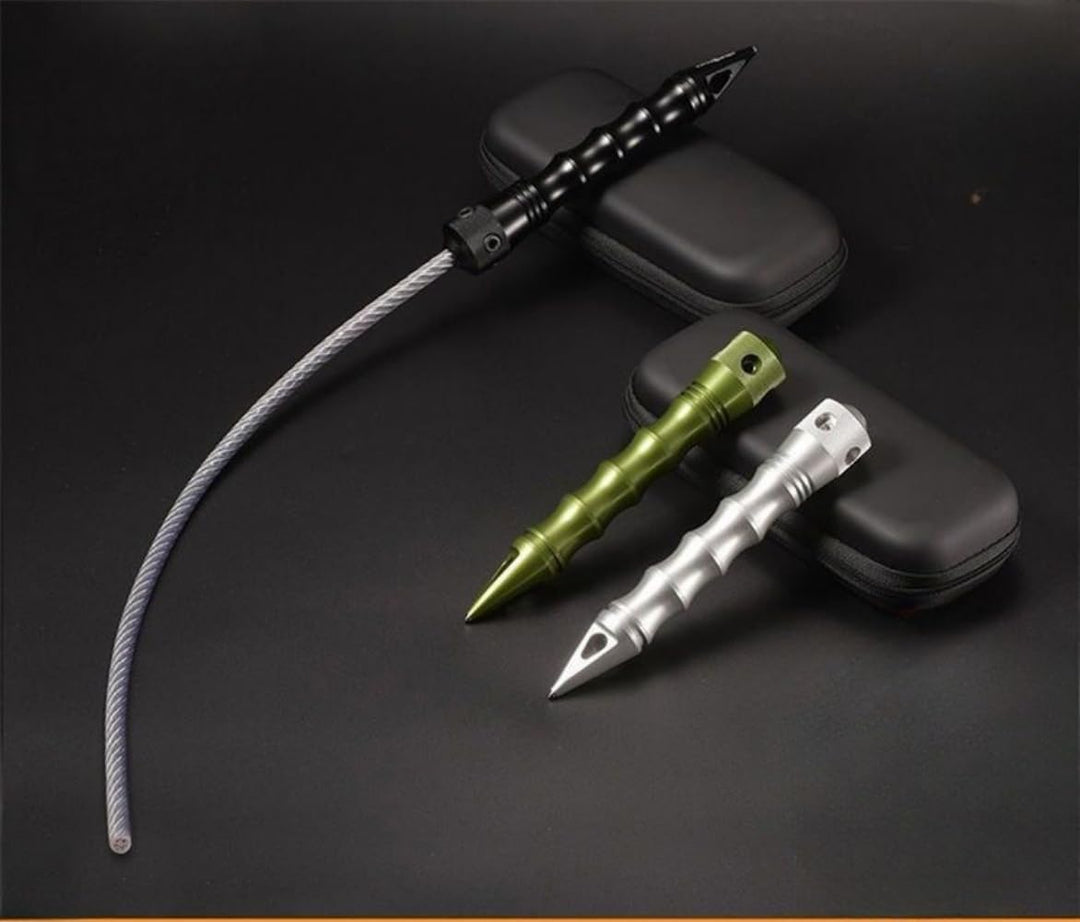 Survival Gross ++ Kubotan mit Whip | Selbstverteidigung | Fensterbrecher Punch mit PU-Leder Aufbewah