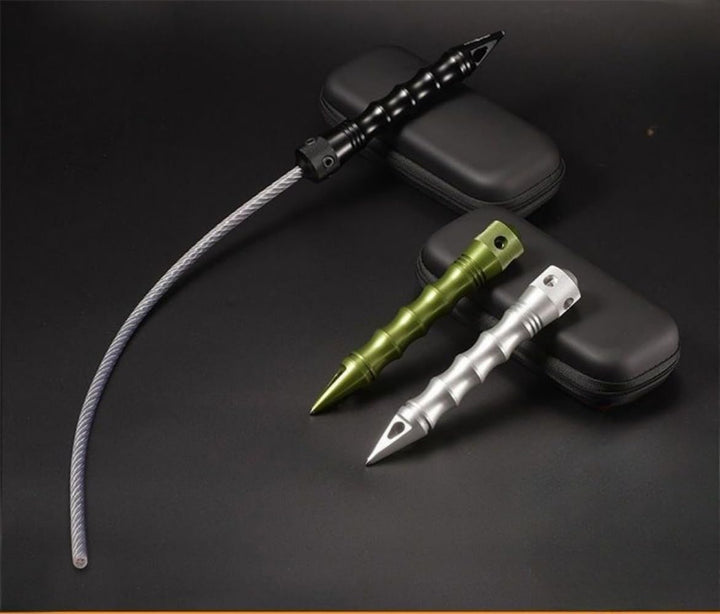 Survival Gross ++ Kubotan mit Whip | Selbstverteidigung | Fensterbrecher Punch mit PU-Leder Aufbewah