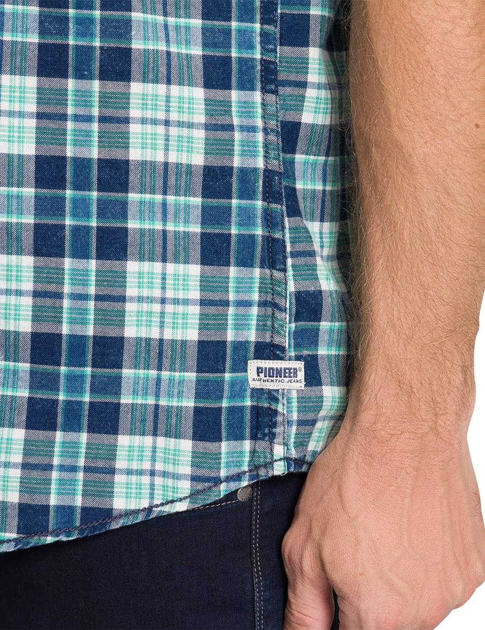 PIONEER AUTHENTIC JEANS Hemd XXL Lagoon Karo, 4XL Grosse Grössen