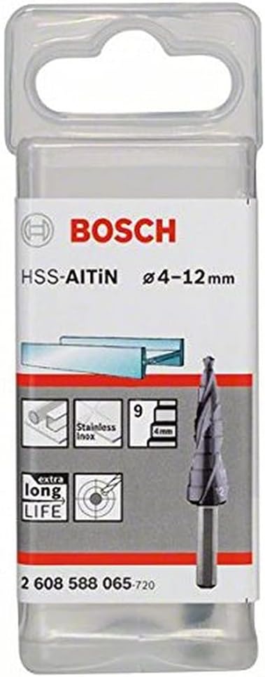 Bosch Professional Stufenbohrer HSS-AlTiN mit 3-Flächen-Schaft (Ø 4-12 mm, 9 Stufen) Ø 4-12 mm 9 Stu