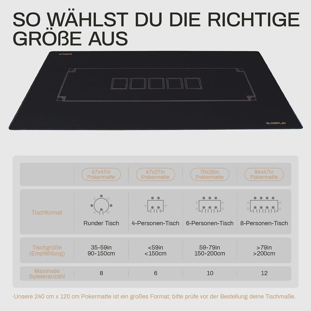 SLOWPLAY Godel Texas Holdem Pokermatte 180x90cm I schwarz und champagnerfarben pokerteppich |Premium