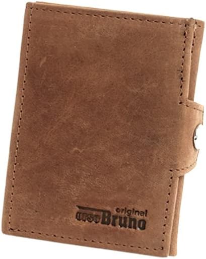 orso Bruno original Minigeldbörse Herren braun Leder RFID Schutz, kleine Herren Mini Geldbörse, Mini