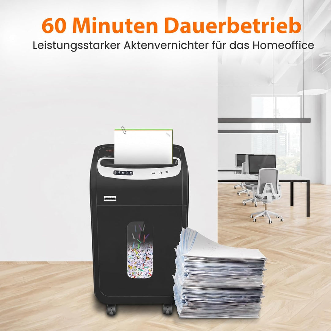 VidaTeco 20 Blatt P4 Reisswolf mit 60 Minuten Laufzeit Aktenvernichter,kreuzschnitt Papierschredder