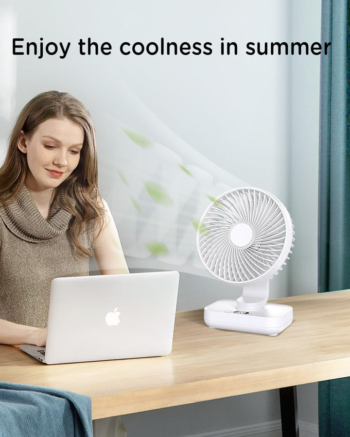 EasyAcc Tischventilator, 4000 Akku Automatischer Oszillierender Kleiner USB Ventilator, Tragbarer Au
