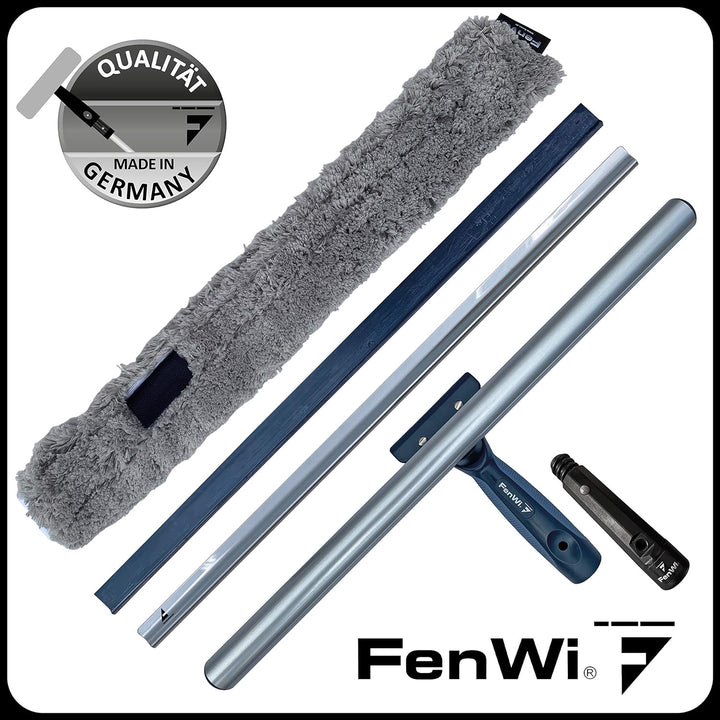 FenWi Kombi Fensterwischer 45/50cm breit für grosse Glas-Flächen mit 2in1 Fensterabzieher & Einwasch