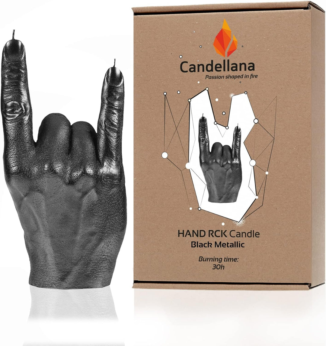 Candellana Hand RCK Kerze - Hand Figur - Coole Deko - Gothic Deko - Grunge Deko Kerze - Heavy Metal