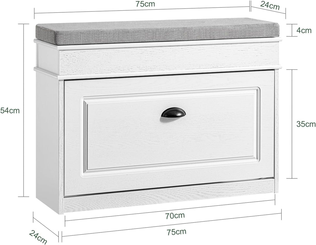 SoBuy Schuhbank mit Sitzkissen Stauraum Schuhschrank Schuhregal schmal platzsparende Sitzbank mit St