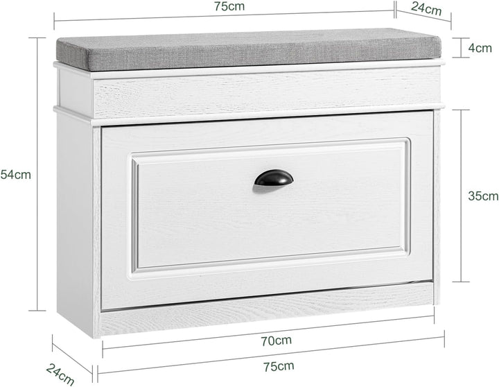 SoBuy Schuhbank mit Sitzkissen Stauraum Schuhschrank Schuhregal schmal platzsparende Sitzbank mit St