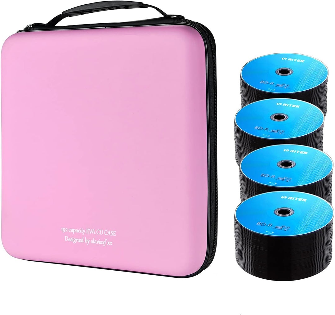 CD Tasche, 192 Kapazität Hart Eva Blu-ray CD-Brieftasche Doppelreissverschluss Handschlaufe Tragbare