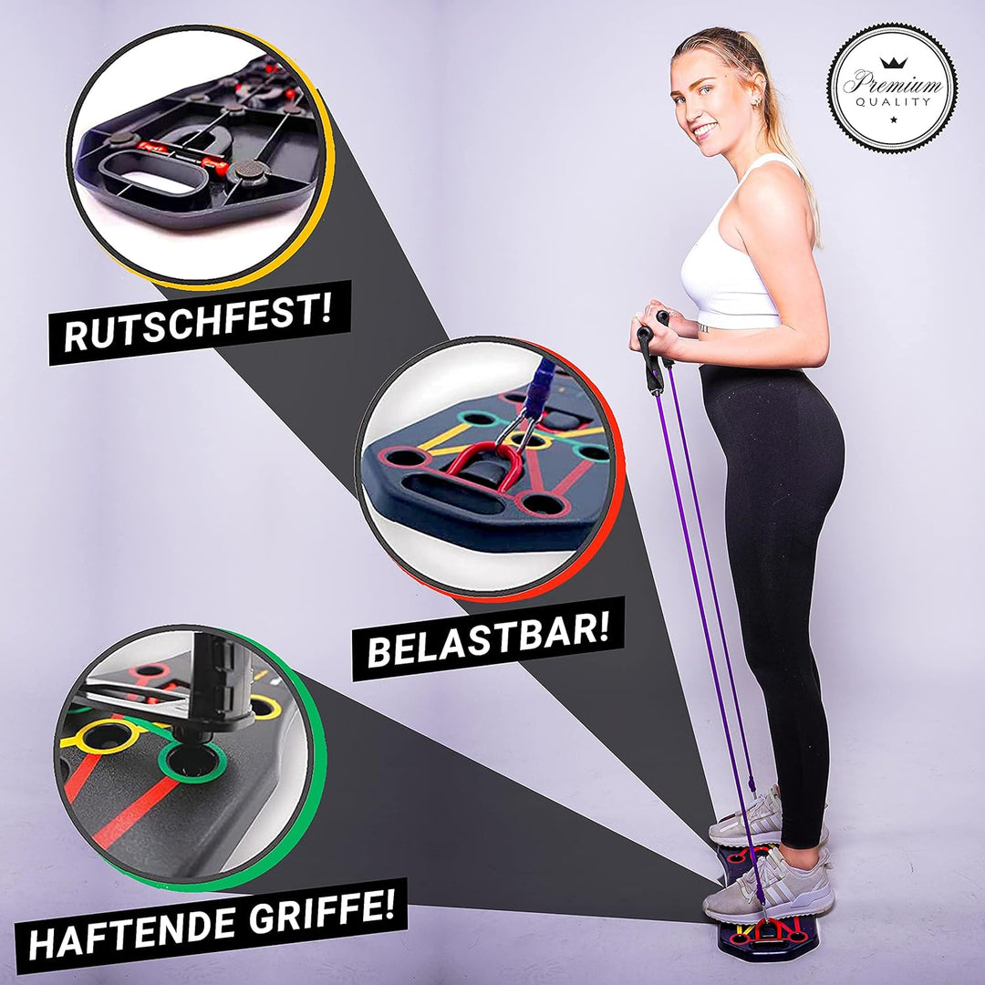 WA Fitness® Push Up Board, Multifunktionale Liegestütze Brett mit Widerstandsband Fitness Geräte und