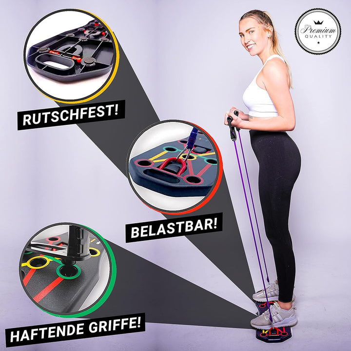 WA Fitness® Push Up Board, Multifunktionale Liegestütze Brett mit Widerstandsband Fitness Geräte und