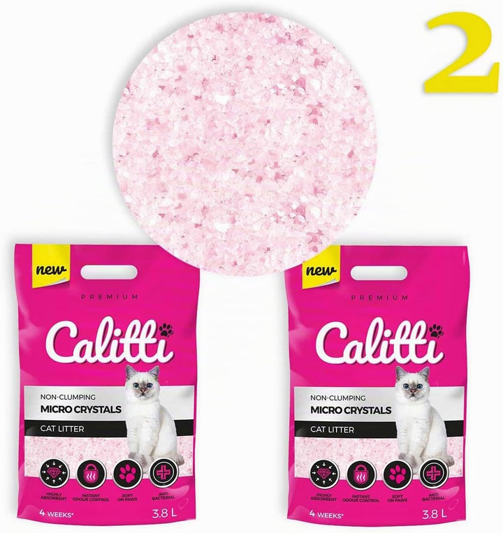 Calitti - Micro Silikat Katzenstreu | Premium Crystals Silikatstreu | Antibakteriell Katzensand | 2-