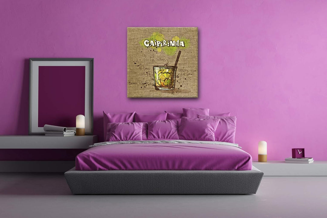 deyoli Rezept für einen Caipirinha Format: 60x60 als Leinwandbild, Motiv fertig gerahmt auf Echtholz