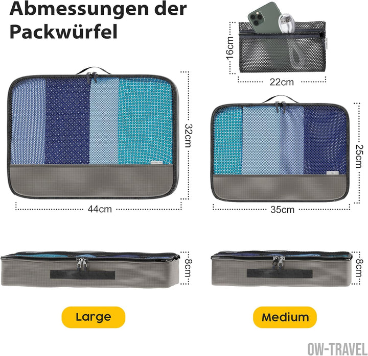 OW-Travel Einfach zu Organisierende Packtaschen für Koffer. Kleiderlagerung mit Reisewürfeln ein Kle