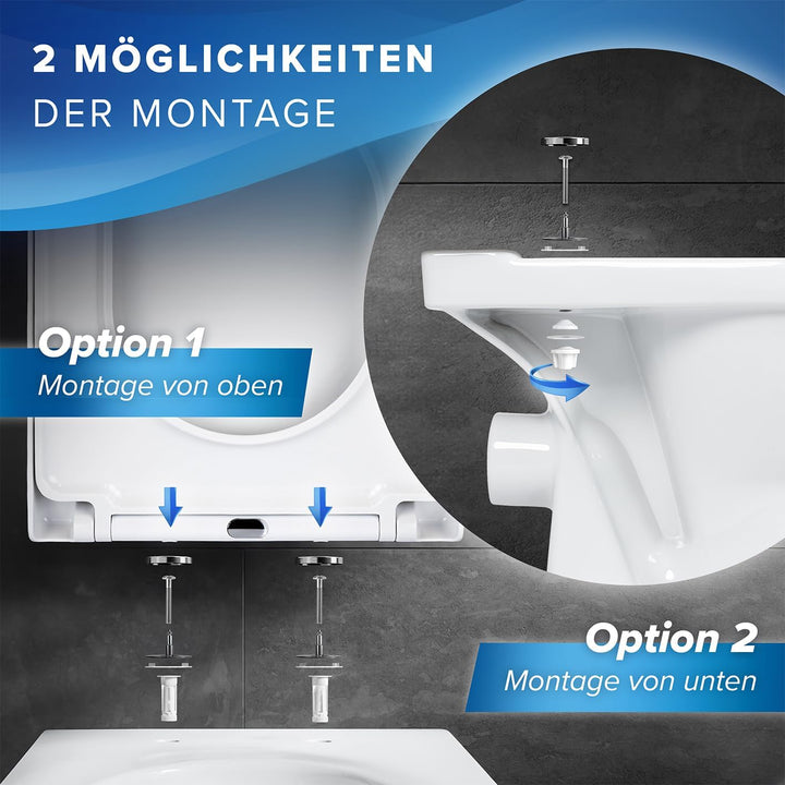 Benkstein® Premium Toilettendeckel antibakteriell D-Form weiss Klodeckel mit Quick-Release-Funktion