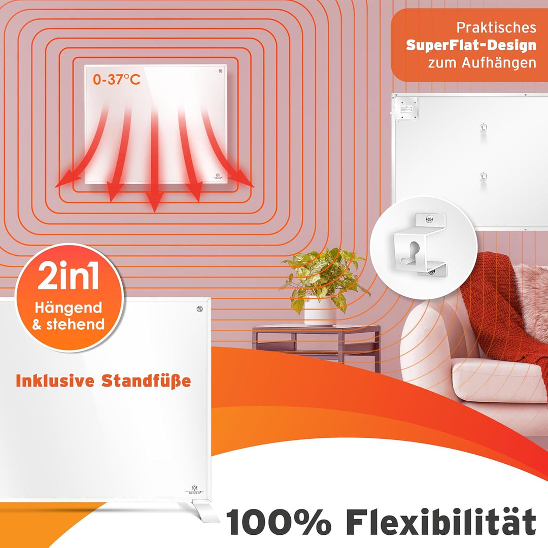 KESSER® Infrarotheizung Energiesparend Infrarot Standgerät & Wandmontage Elektroheizung 350W mit Fer