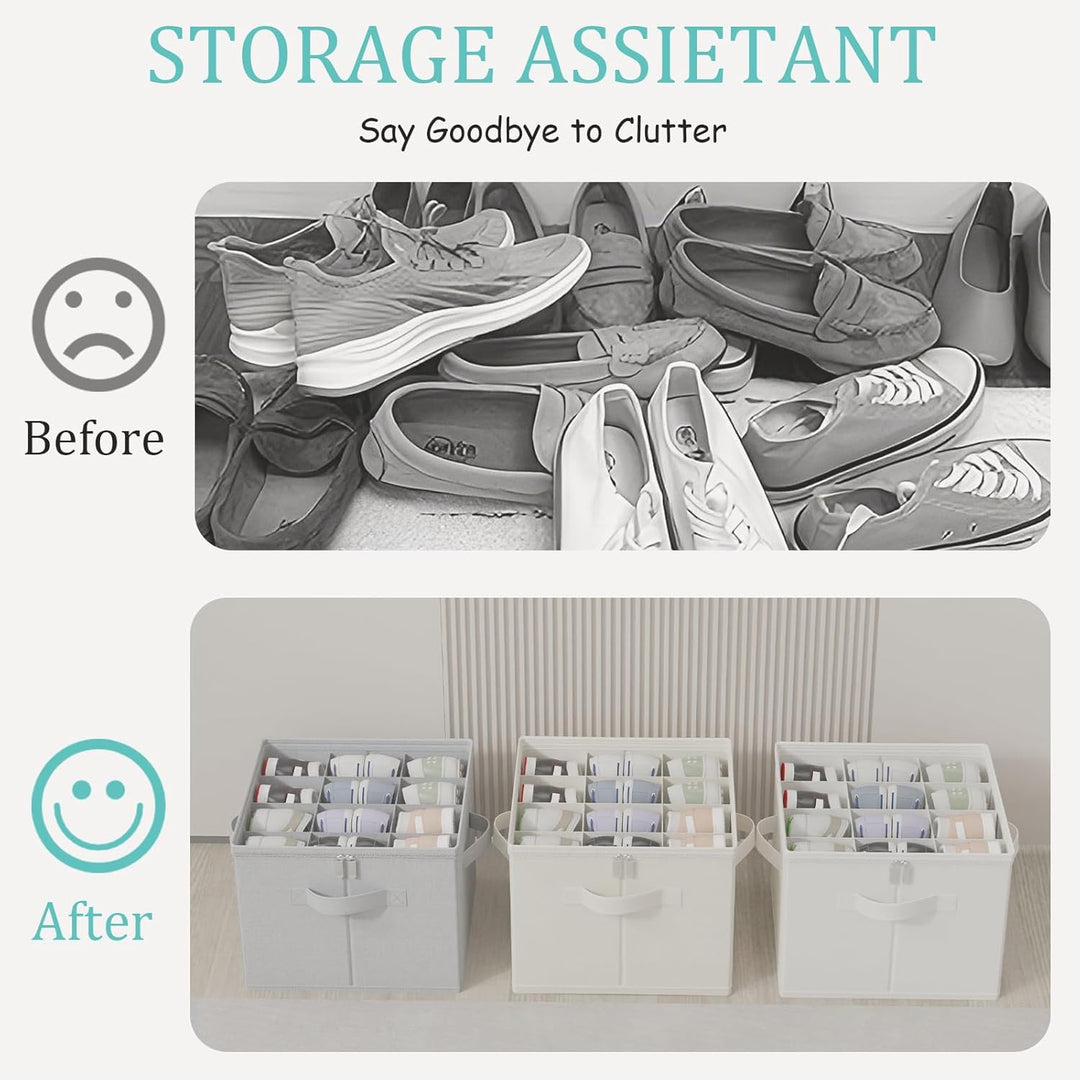 GUOHNHE Schuhorganizer für Closet, Passt 12 Paare, Grosse Schuhschrank, Schuhbox mit Durchsichtigem