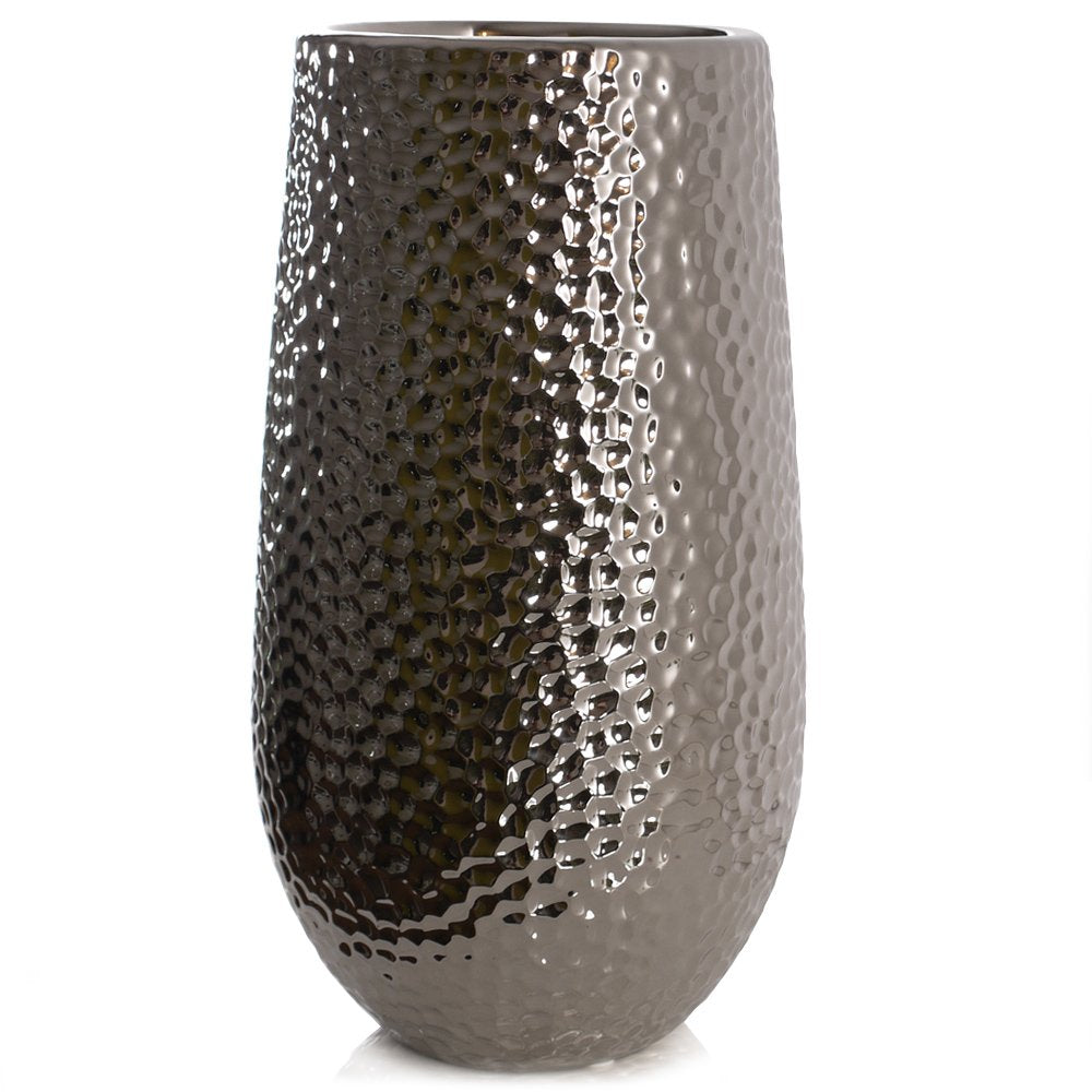 Kaheku Vase CORO, Keramik, Silber glasiert (H38 cm), H38 cm