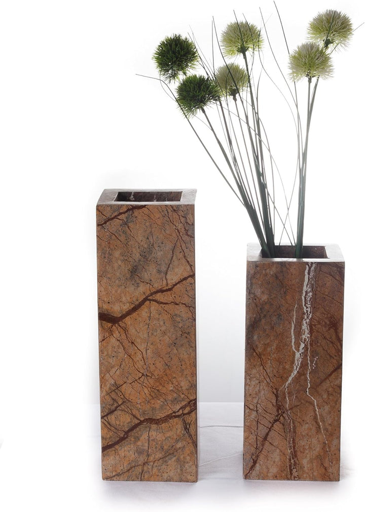 Yuchengstone Design Marmorvase, Vase Blumenvase aus indischem Marmor, massiv, rechteckig (30x10x8cm)