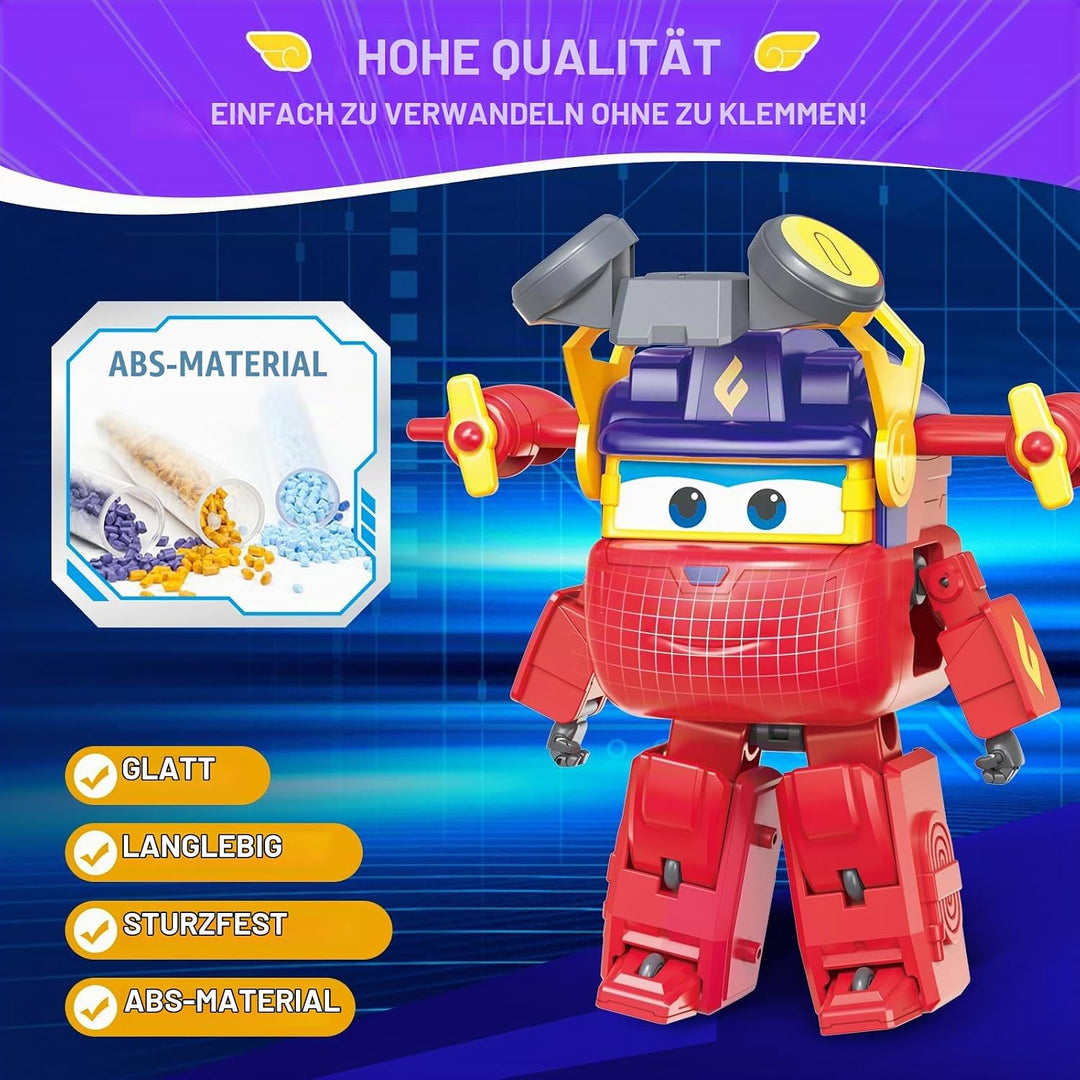 Super Wings Verwandelbares Spielzeug 2PCS Curie &amp; Runi, 2-in-1-Actionfiguren, Roboter-Spielzeug für