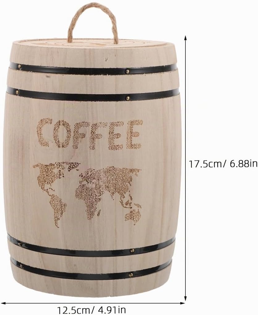 NUOBESTY Holzfass Mit Luftdichtem Deckel Für Kaffeebohnen Und Tee Aufbewahrung Rustikales Bauernhaus