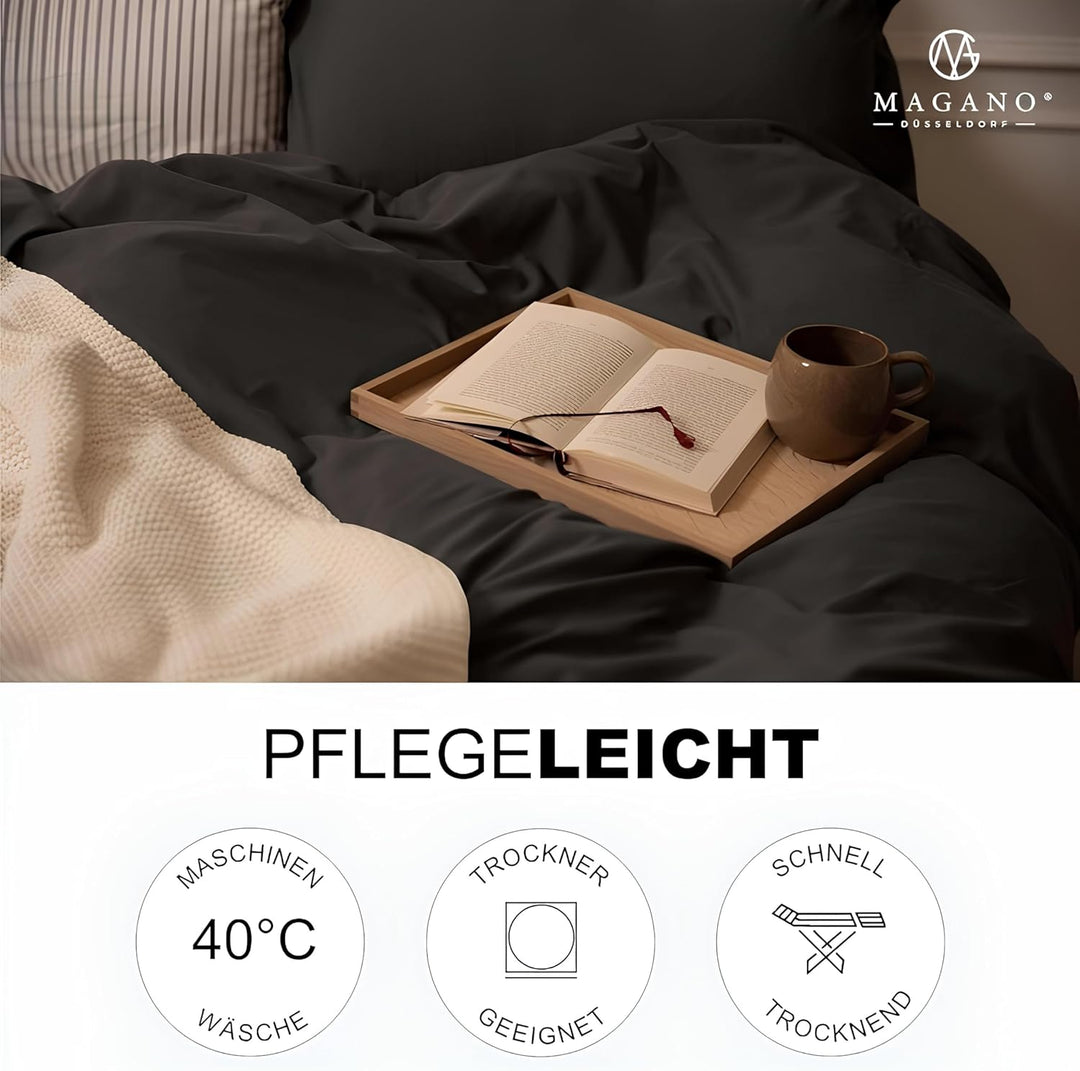 Magano® Premium Bettwäsche 135x200 Grau | Weich &amp; Bügelfrei | Hypoallergen &amp; Atmungsaktiv | Deckenbe