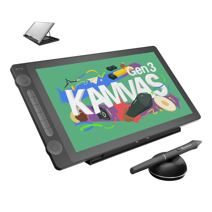 HUION Kamvas 16 Gen 3 2,5K QHD Grafiktablett mit Display, 15,8 Zoll Zeichentablett mit Entspiegeltem