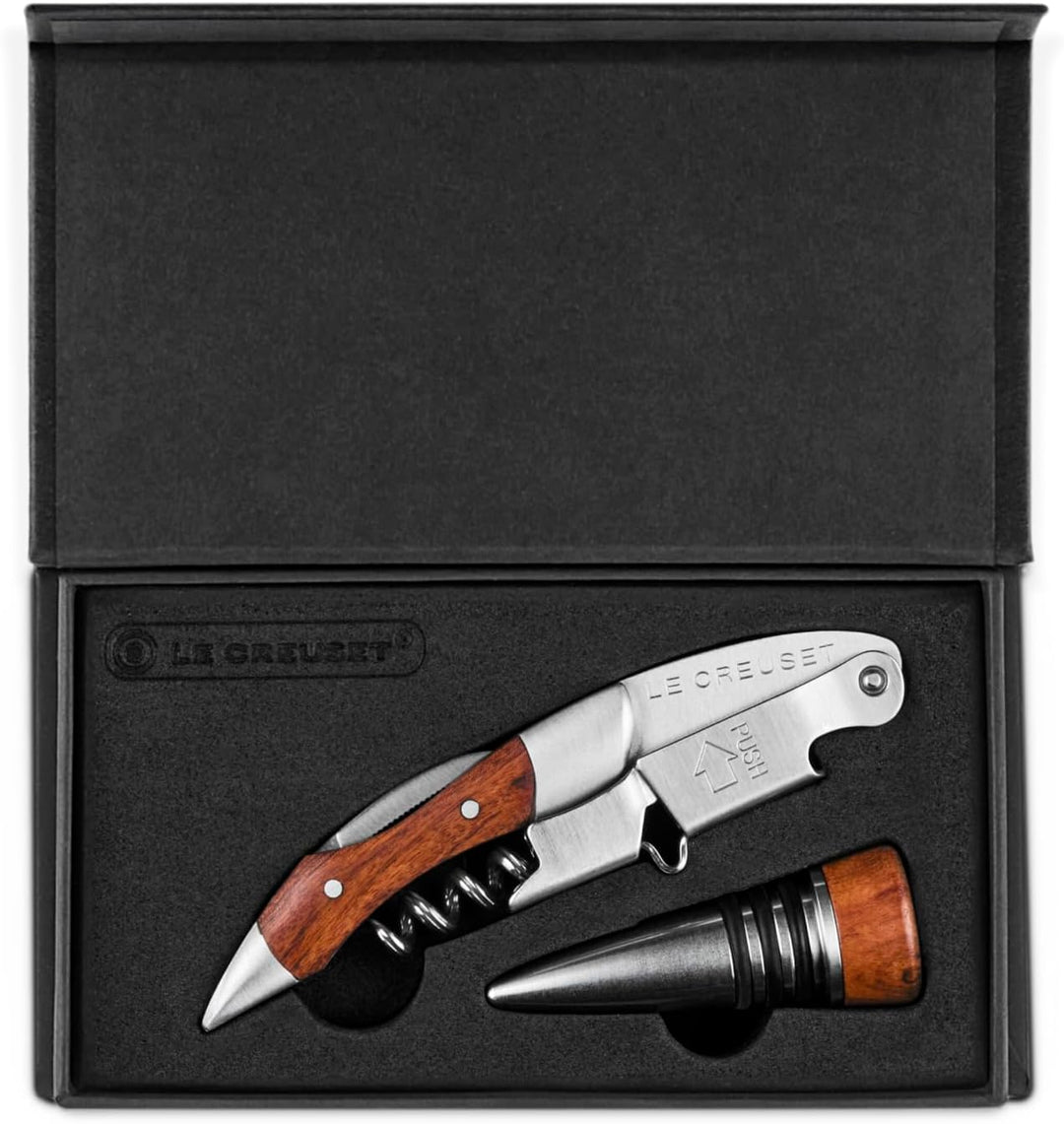 Le Creuset Kellnerkorkenzieher und Verschluss - Geschenkset, GS 190, Kunststoff, Holz, 5981401220956