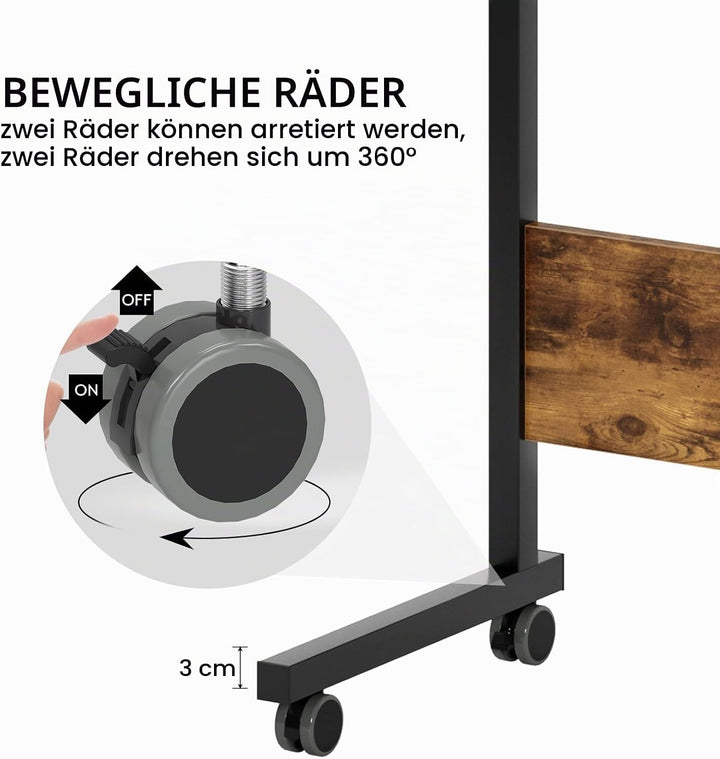 sogesfurniture höhenverstellbar Laptoptisch Laptopständer Computertisch mit Rollen, mobiler Beistell