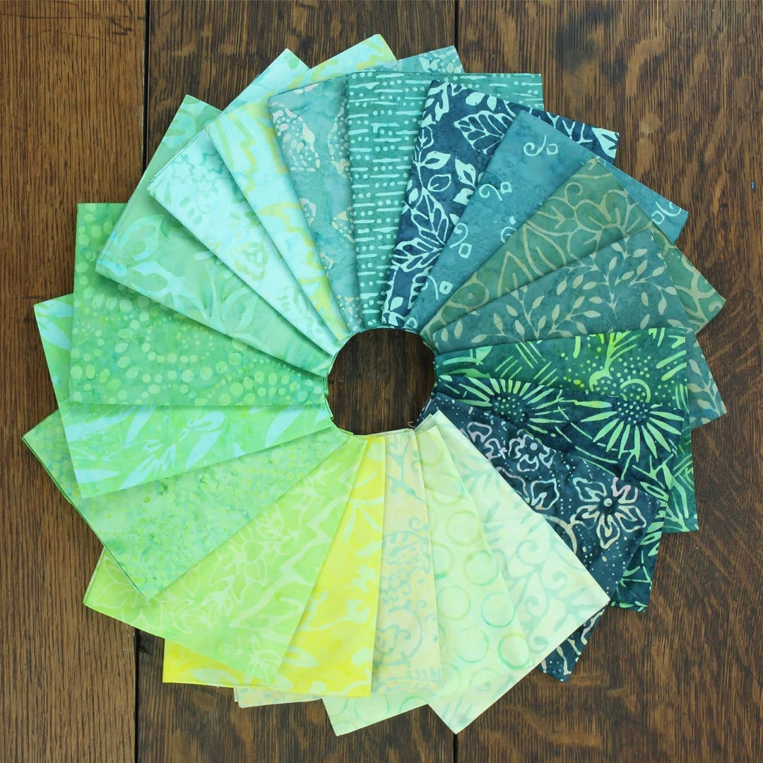 LoudElephant Baumwoll-Batik-Stoffbündel – Fat Quarter – Glade Green, Glade Green