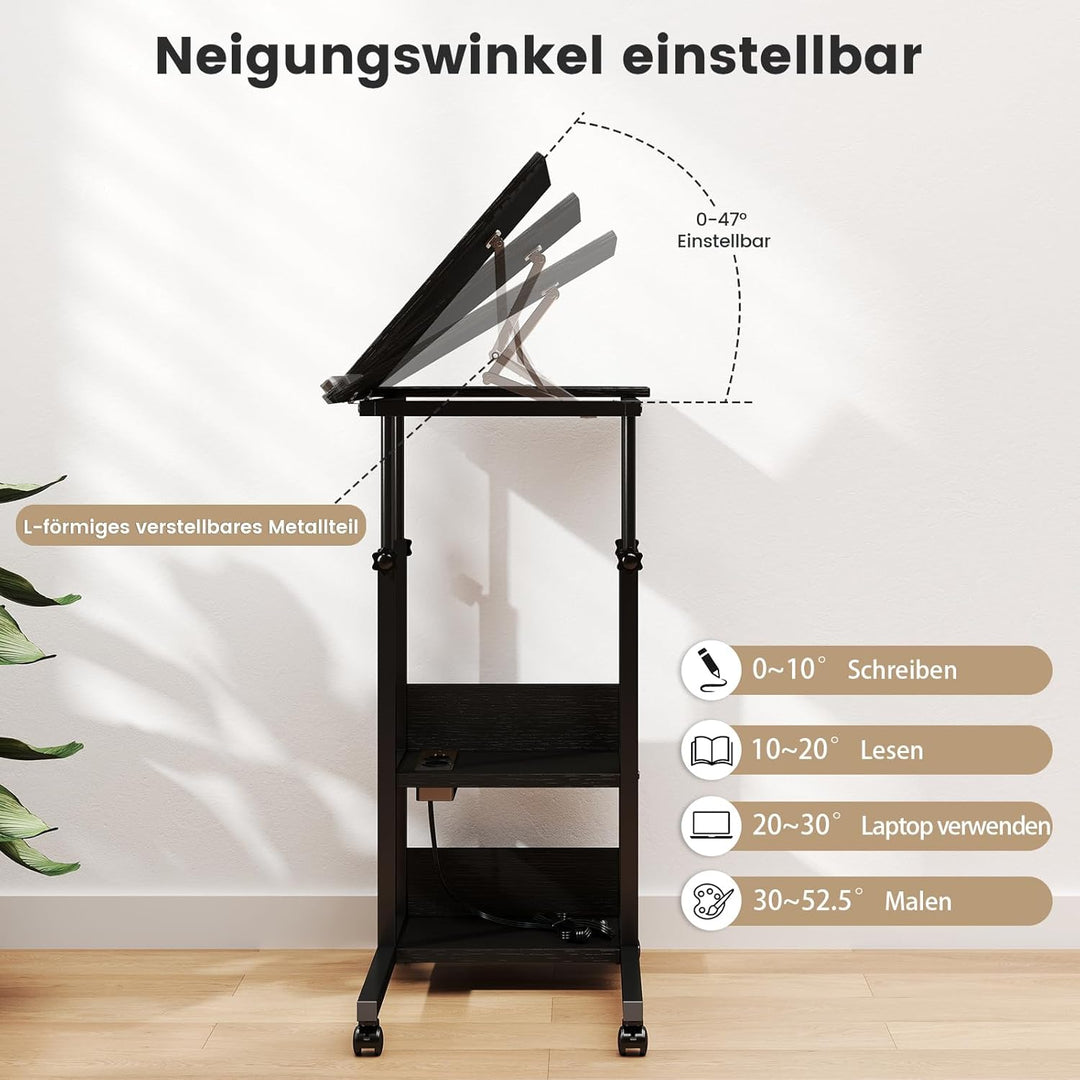 Hadulcet Beistelltisch Couch, Beistelltisch C-Form mit Rollen, verstellbare Tischplatte, Höhenverste