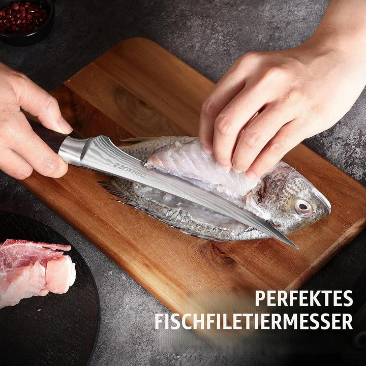 Filetiermesser 18 cm Küchenmesser, Ultrascharfes Ausbeinmesser Fischmesser, Professionelles Fischfil