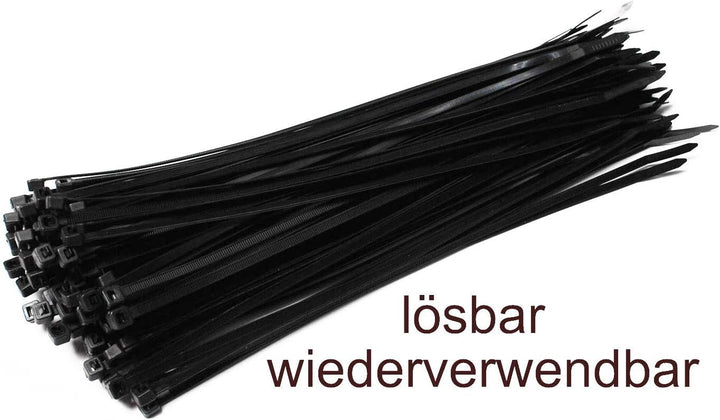 100 Stück Kabelbinder wiederverschliessbar 540mm x 7,6mm weiss wiederlösbar Mehrweg Nylon wiederverw