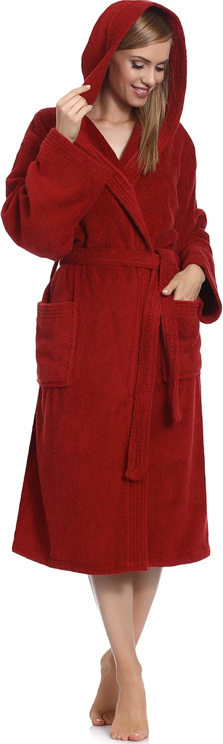 Ladeheid Damen Frottee Bademantel aus 100% Baumwolle LA40-102 S Weinrot (D13) (Gramatur 450), S Wein