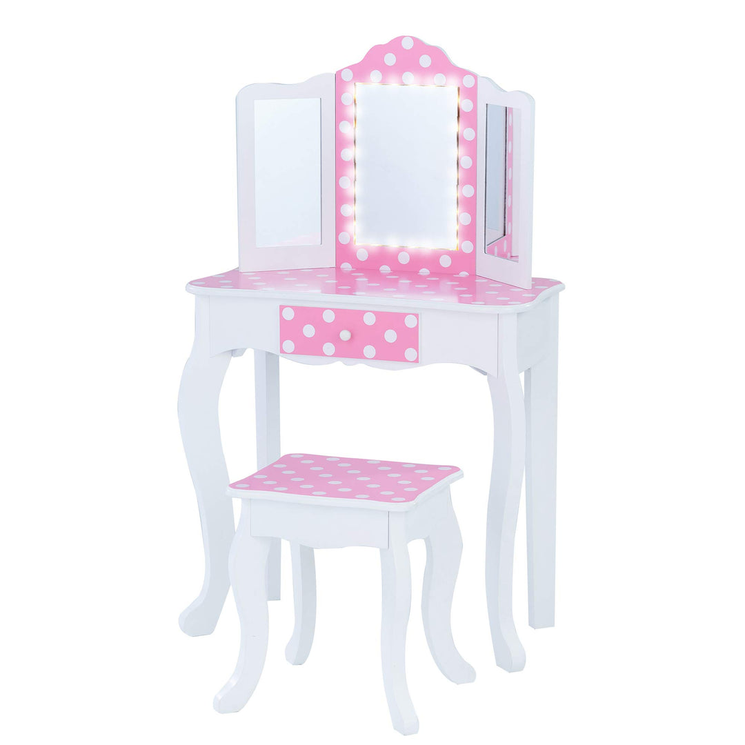 Fantasy Fields Kinder Schminktisch mit Spiegel und Hocker Mit Lichtern Rosa TD-11670FL