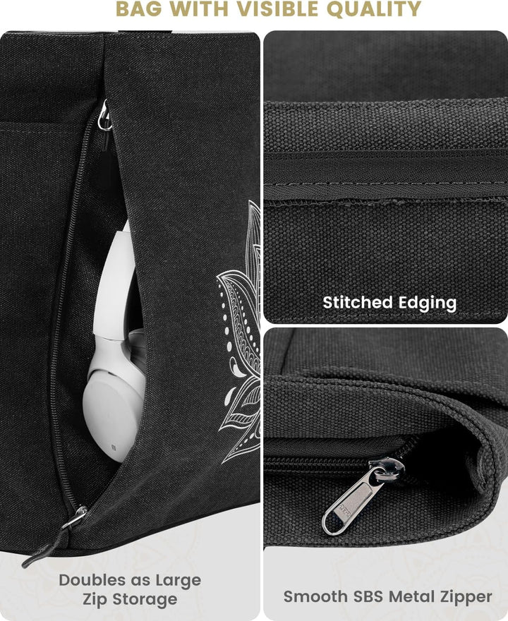 Gonex Yogatasche, Grosse Pilates Tragetasche mit Mehreren Taschen für Damen Herren, Robuste Canvas T