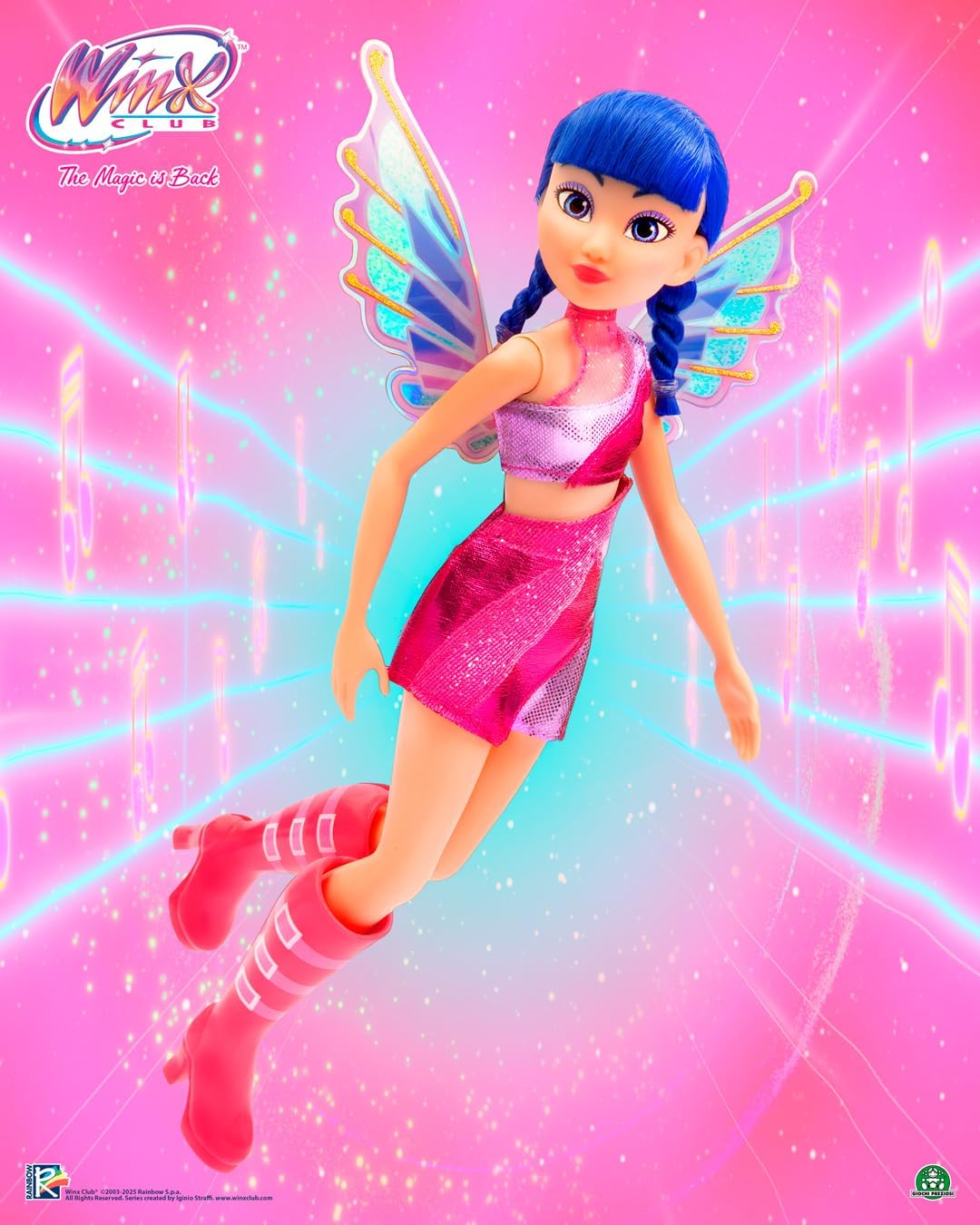 Winx Fairy Doll – Musa with Glitter Wings & Articulated Joints – Removable Fairy Accessories – Music