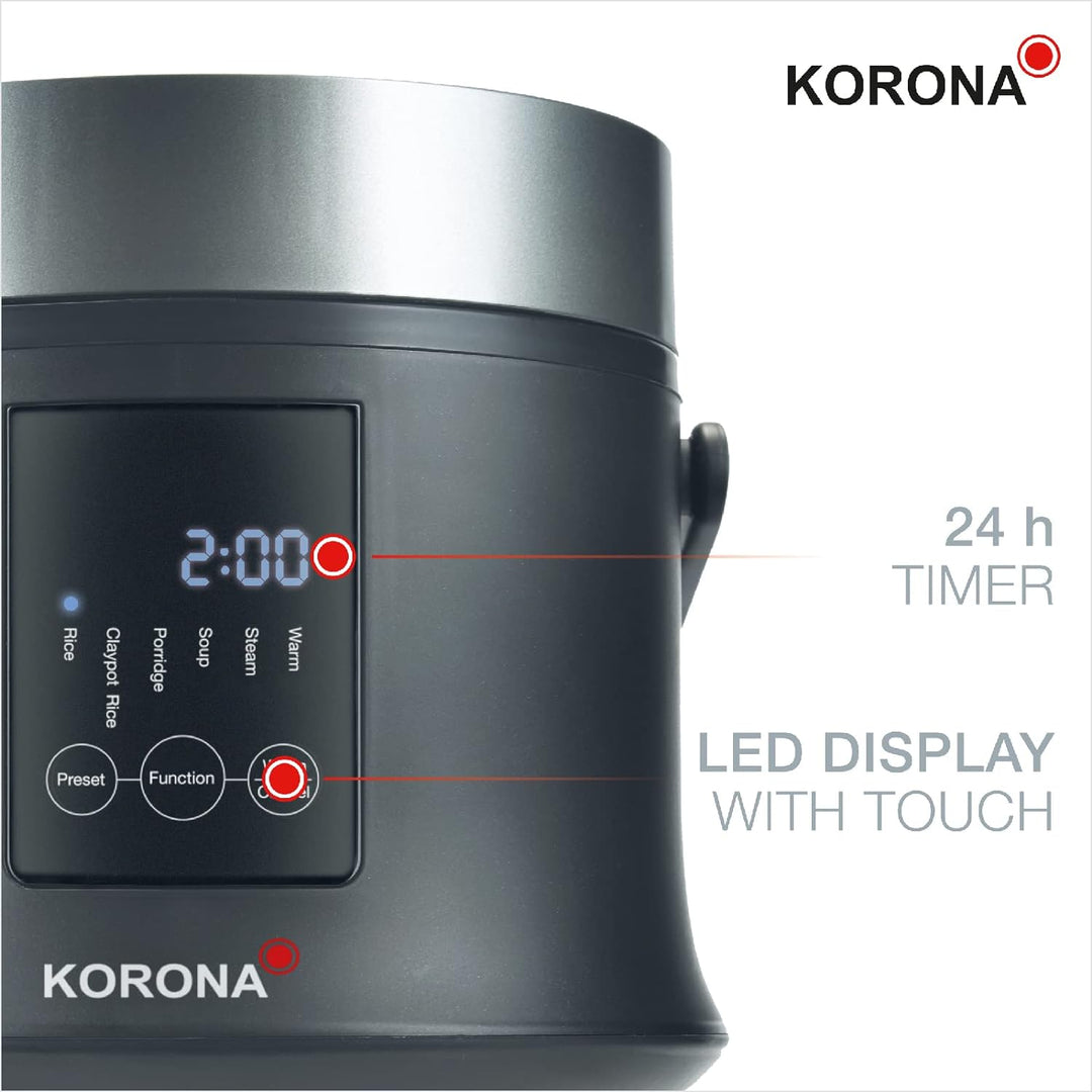 Korona 58011 Digitaler Reiskocher und Dampfgarer mit Warmhaltefunktion | Kochtopf herausnehmbar | LE