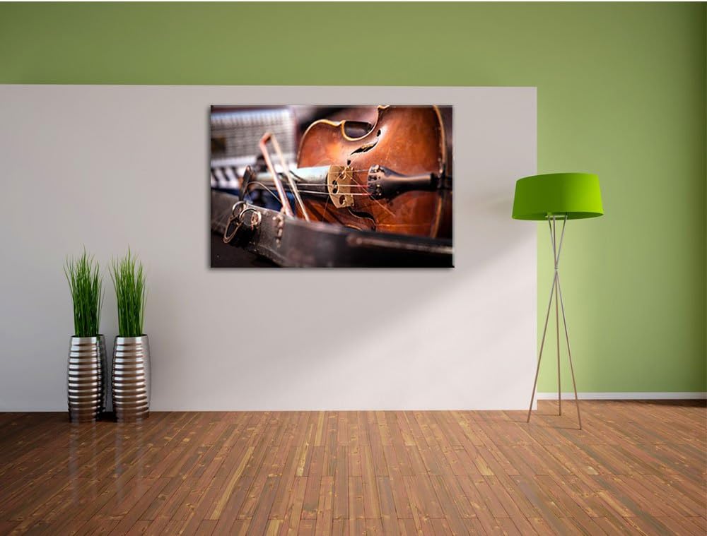 Pixxprint Alte Violine, Format: 100x70 auf Leinwand, XXL riesige Bilder fertig gerahmt mit Keilrahme