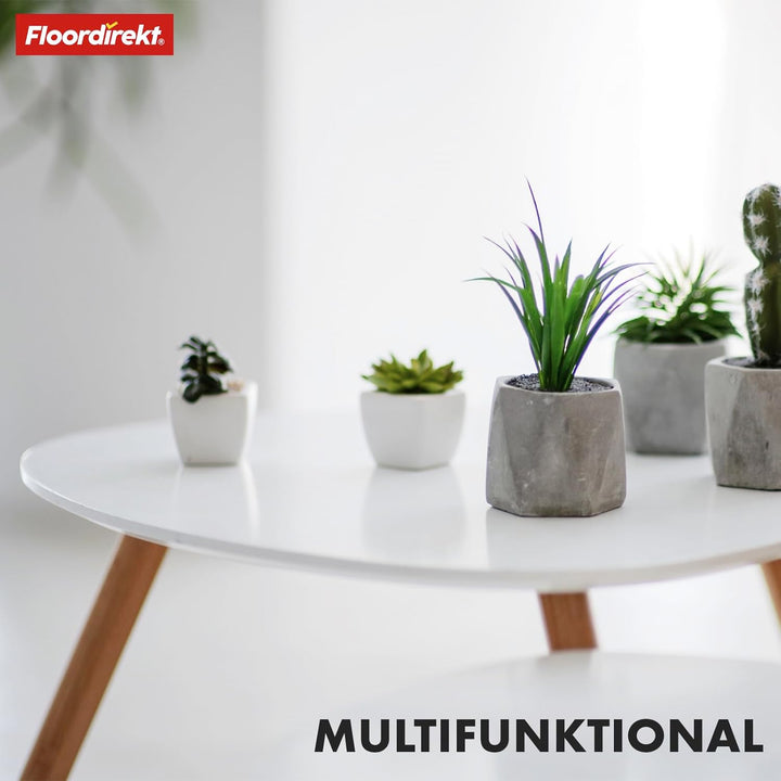 Floordirekt 2er Set Couchtisch in Weiss, Beistelltisch aus Holz, Wohnzimmertisch rund, Kleiner Sofa