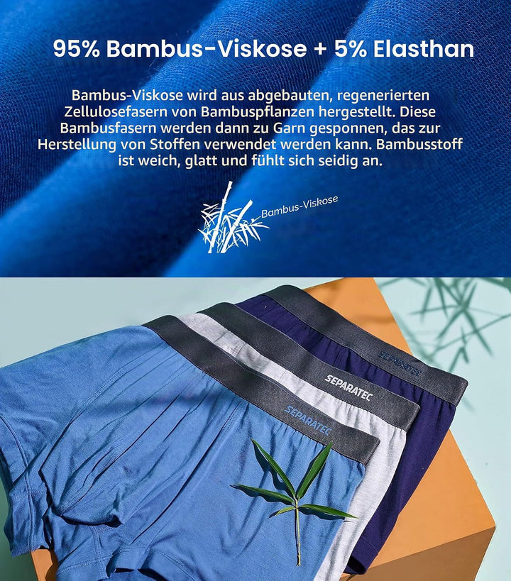 Separatec Boxershorts Herren Bambus Rayon Atmungsaktiv Weich Männer Unterhosen mit Doppelter Beutel