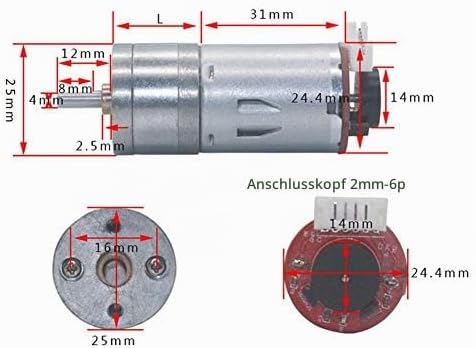 DC 12V Motor mit Encoder 65mm Magnetgetriebe Vollmetallgetriebe Micro Speed Reducer Kit Montagehalte