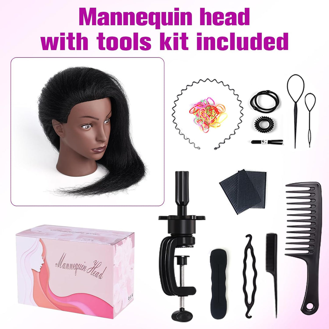 Frisierkopf 100% Echthaar Friseurkopf, TopDirect Übungskopf 22 Zoll 55cm Echthaar Kopf, Frisieren Tr