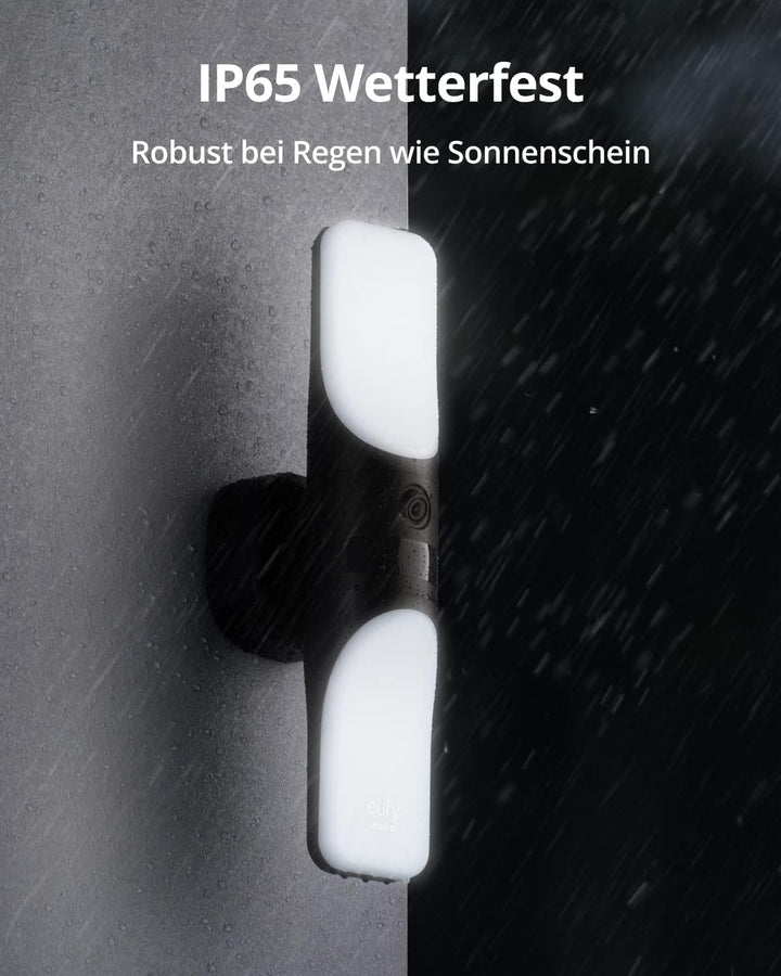eufy Security Kabelgebundene Wall Light Cam S100, Aussenleuchte mit Kamera, 2K Überwachung, 1200 Lum