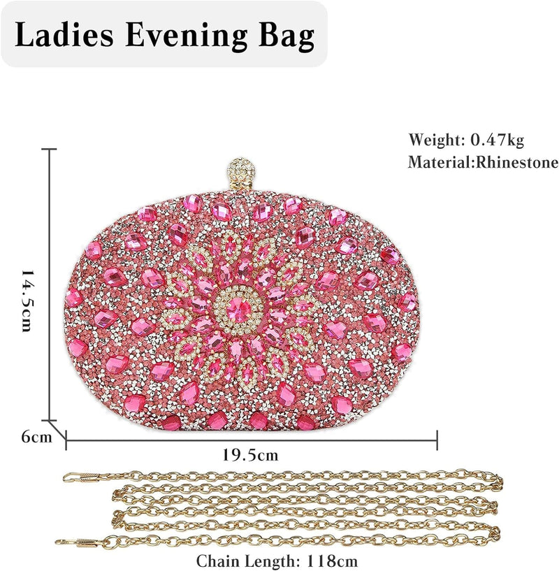 CORIOS Abendtasche Damen Diamant Clutch Bag Shiny Strass Handtasche Kette Schultertasche Elegante Um