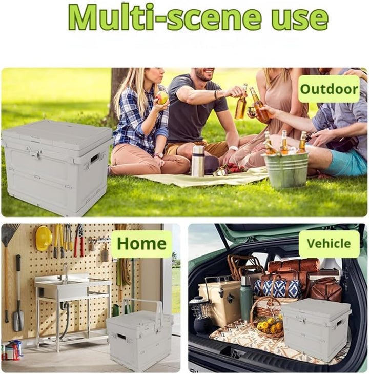 Beolur 2-in-1 Klappbox mit Tisch – Faltbare Aufbewahrungsbox mit ausziehbarem Tischplatte, tragbar f
