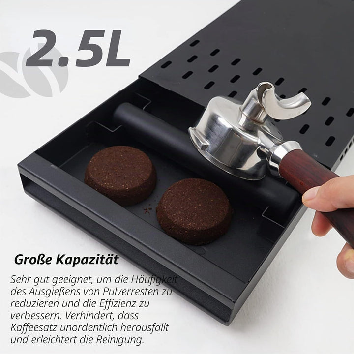 Pulverbox für Kaffeerückstände kaffee abklopfbehälter Kaffeetisch-Klopfboxen aus Edelstahl mit Schub