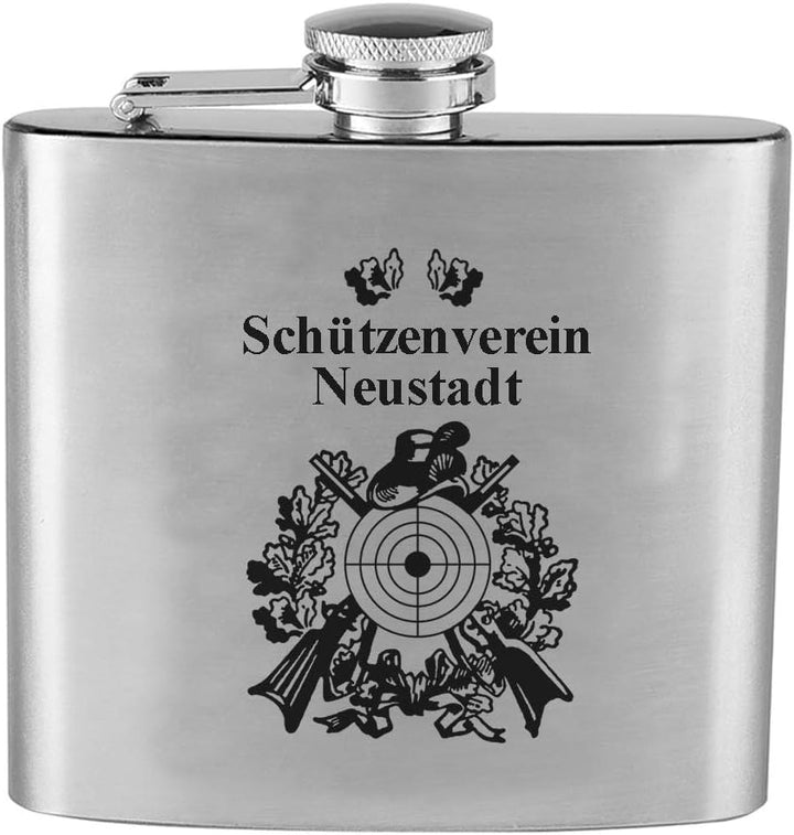 Generisch Flachmann Schützenverein mit Wunschgravur, Original Edelstahl personalisiert, Schützen Sch